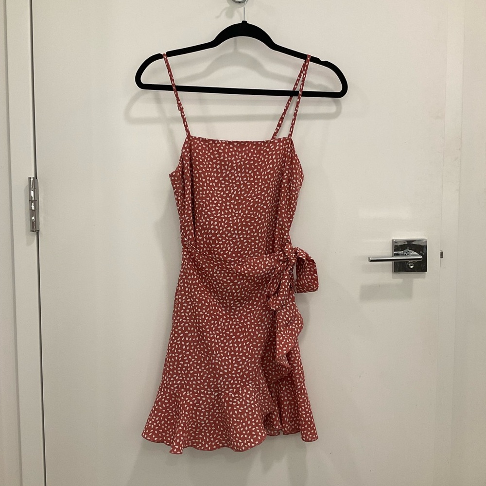 Petal & Pup Orange Ruffled Tie Front Mini Sundress